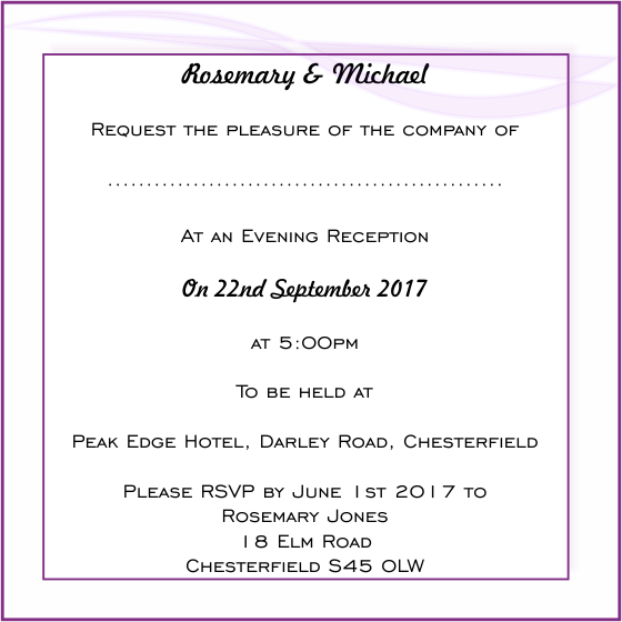 Bride & Groom Evening Invitation Wording