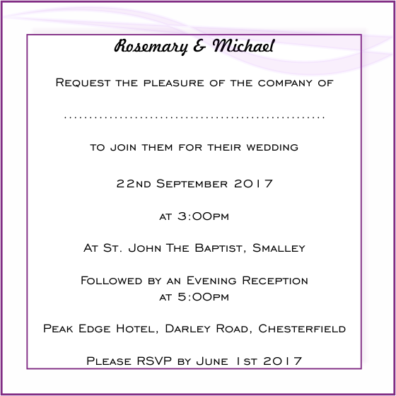 Wedding Invitation From the Bride and Groom in a Formal Modern Style
