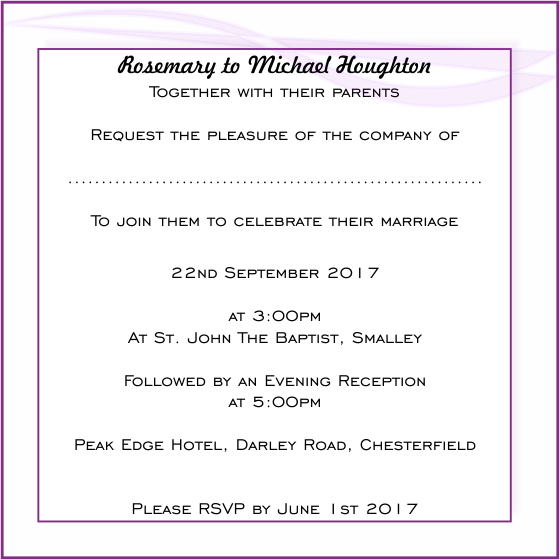 Wedding Invitation from Bride and groom's parents