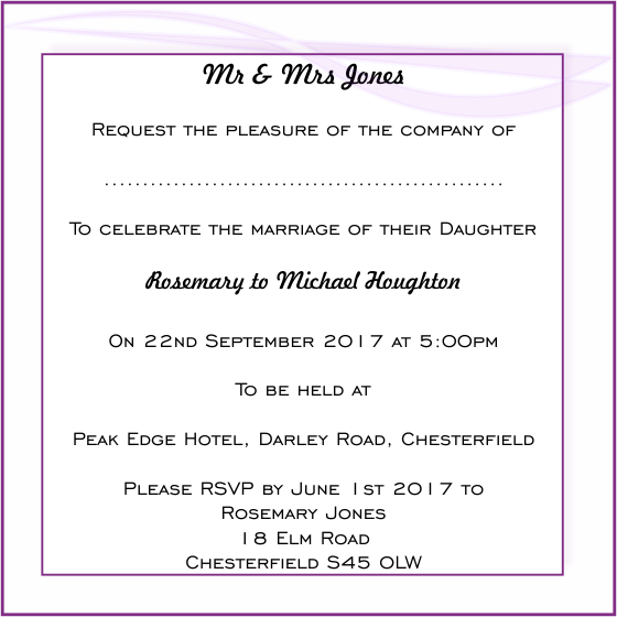 Evening Wedding Invitation from Bride's Parents