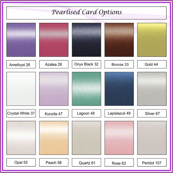 Pearlised Cardstock Range of colours